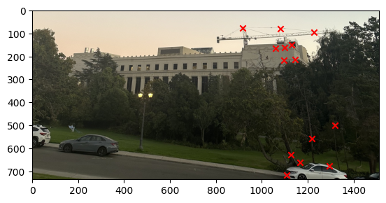 Fourth Example First Image with Corresponding Points